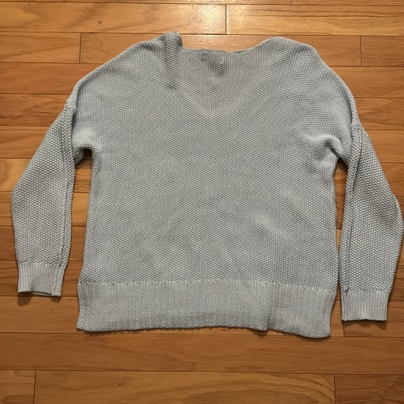 Lucky Brand | Open Knit Sweater | V-Neck | Blue | Long Sleeve | Cotton | size L - Picture 4 of 4